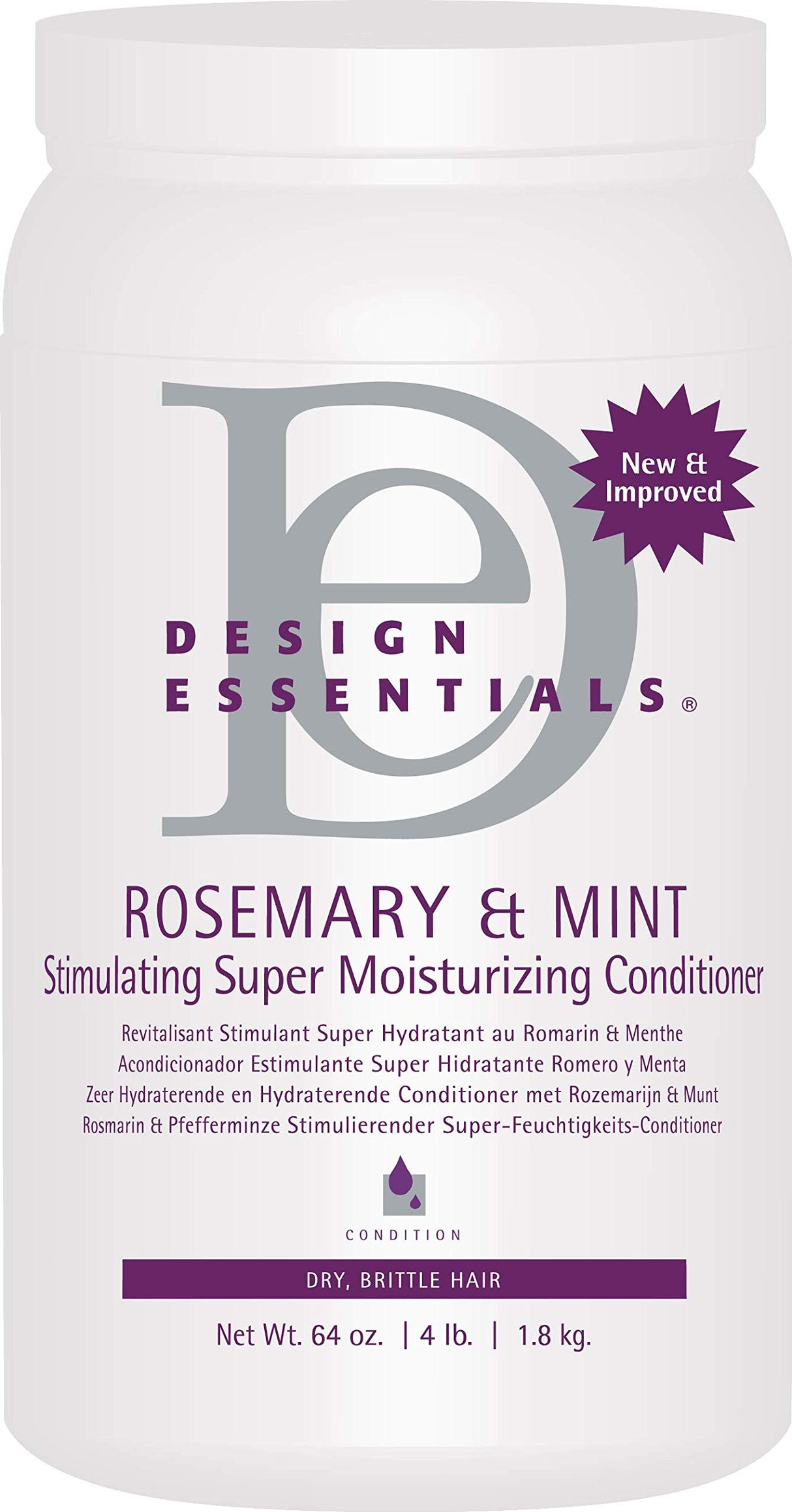 Design Essentials Rosemary & Mint Stimulating Super Moisturizing Conditioner for Dry, Thick, or Brittle Hair; Sulfate-Free, Stimulates Scalp, Moisturizes Hair, 64 Oz