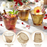 Glowserve 150 Pack Plastic Cups 9 oz Brown Clear Plastic Cups for Cocktail Fancy Disposable Cup for Party Stemless Wine Glasses for Wedding Thanksgiving Christmas Party Graduation