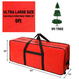 HOMEST Christmas Tree Storage Bag, Fits for 9 ft Xmas Artificials, Zippered Bag with Reinforced Carrying Handles and Wheels, Red (Bag Only)
