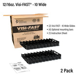 Visi-FAST Spring Push Drink Dispenser, Refrigerator Organizers and Storage for 12/16 oz Beverages, Bottles, and Cans, Drink Dispenser for Fridge, Commercial and Home, (Pack of 2)