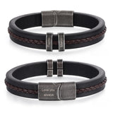 Jeweidea Gifts for Father's Day Personalized Leather Bracelet with Name Beads, Custom Braided Bangle Engraved Jewelry for Men Dad Him Husband (2 Names)