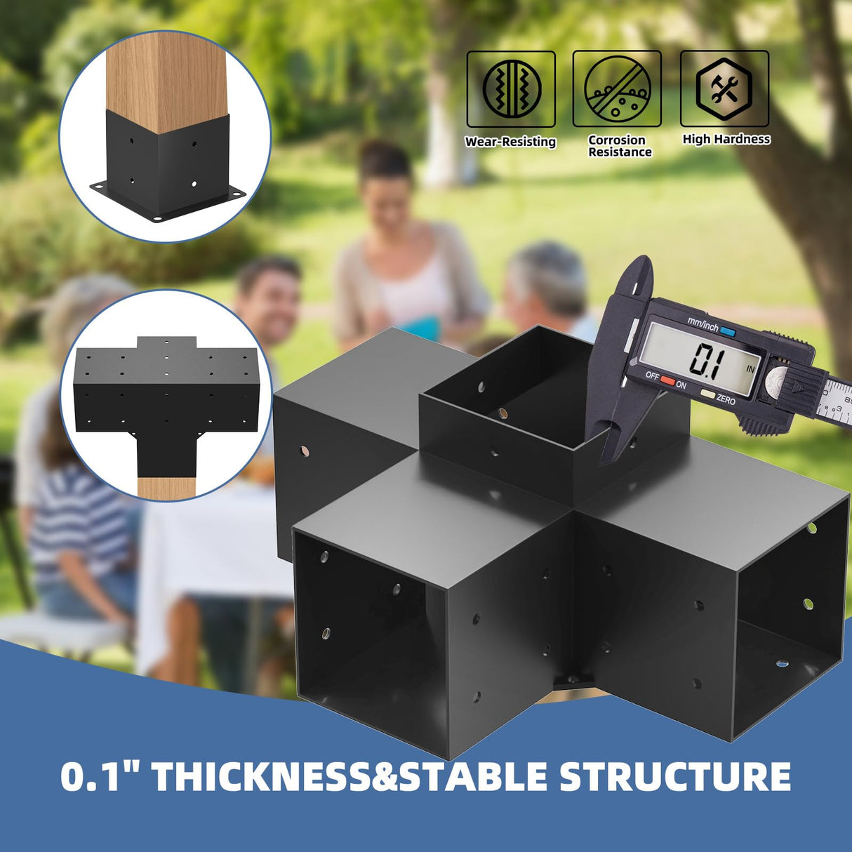 TOCRETOARE Pergola Kit, 4 Pack Woodworks Pergola Brackets 6" x 6" (Actual: 5.5x5.5 Inch), 3-Way Right Angle Corner Brackets, Powder-Coated Pergola Hardware, for Lumber Pergola Gazebo
