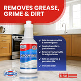 Clean-eez Grout Cleaner 2 Pack with Stand-Up Brush Attachment - Stain Remover Heavy-Duty Scrubber - Bathroom Shower Ceramic Porcelain Tile & Grout Only - Easy Control Flip Top Cap - 32 oz.