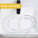 Goodluck 200PCS Silver Plastic Plates, Heavy Duty Disposable Gold Plates with 100 10.25 inch Dinner Plates and 100 7.5 inch Dessert Plates, Disposable Plates for Party, Holiday, Wedding, Christmas