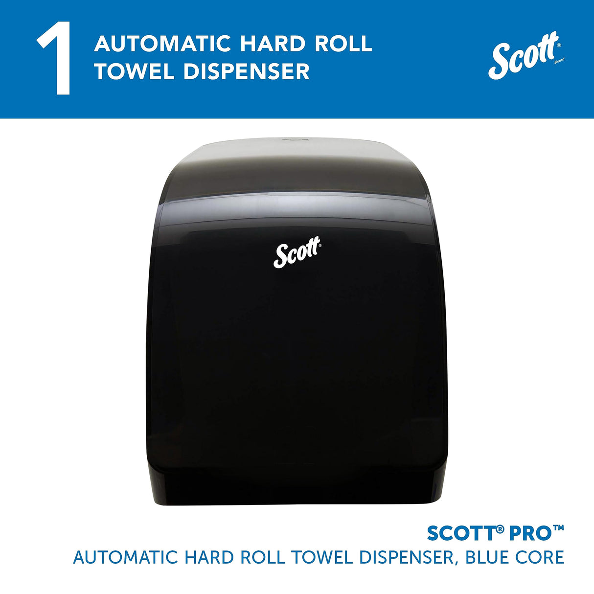 Scott Professional Automatic Hard Roll Paper Towel Dispenser (34348), Black, Wall Mounted, for ScottPro Blue Core Commercial Hand Towels (Qty 1)