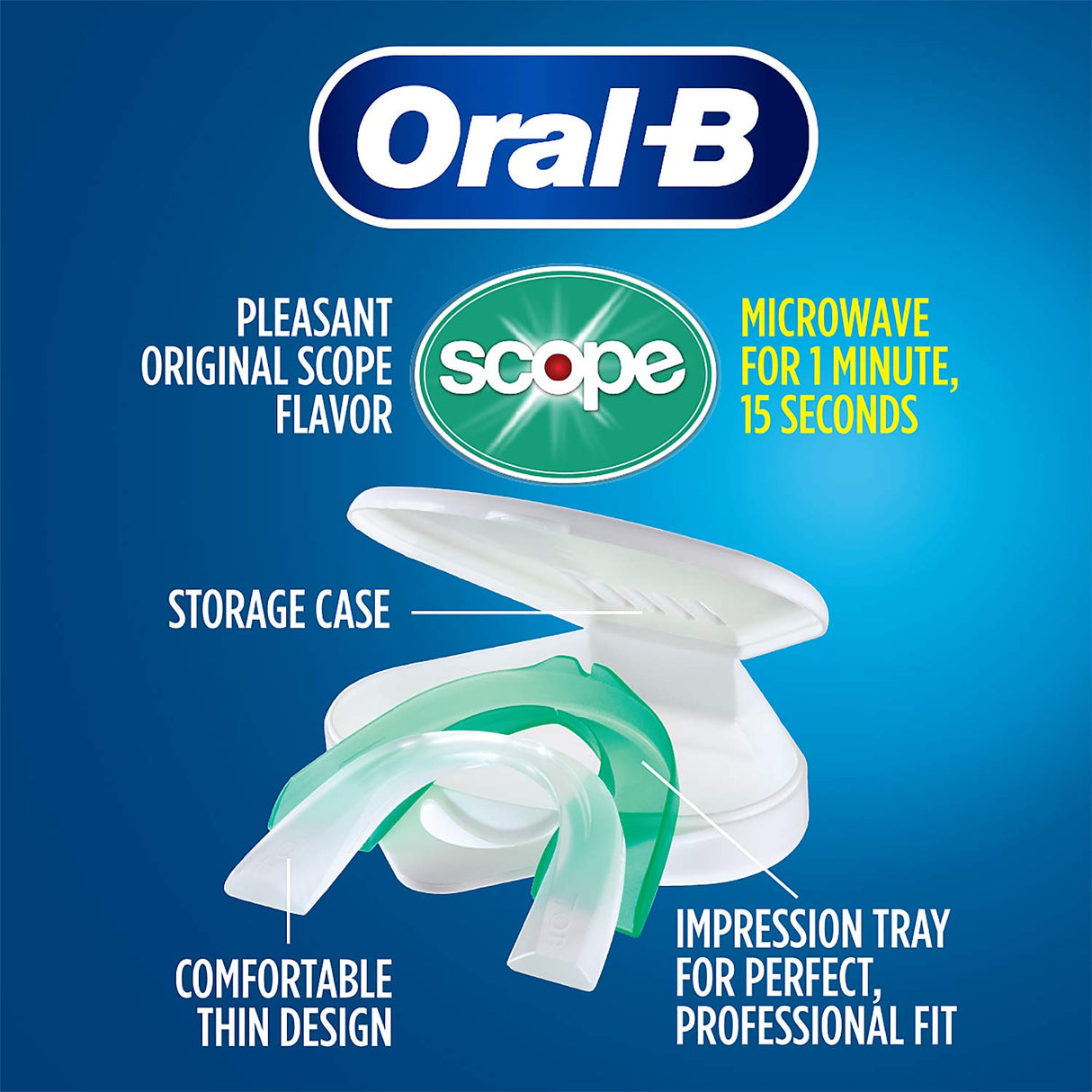 Oral-B Nighttime Dental Guard, Less Than 3-Minutes for Custom Teeth Grinding Protection with Scope Mint Flavor