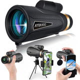 Birthday Gifts for Men Dad Husband Him, 12x60 Monocular Telescope with Smartphone Holder & Upgraded Tripod, High Powered SMC & BAK4 Scope, Gifts for Christmas, Outdoors Hiking Gifts