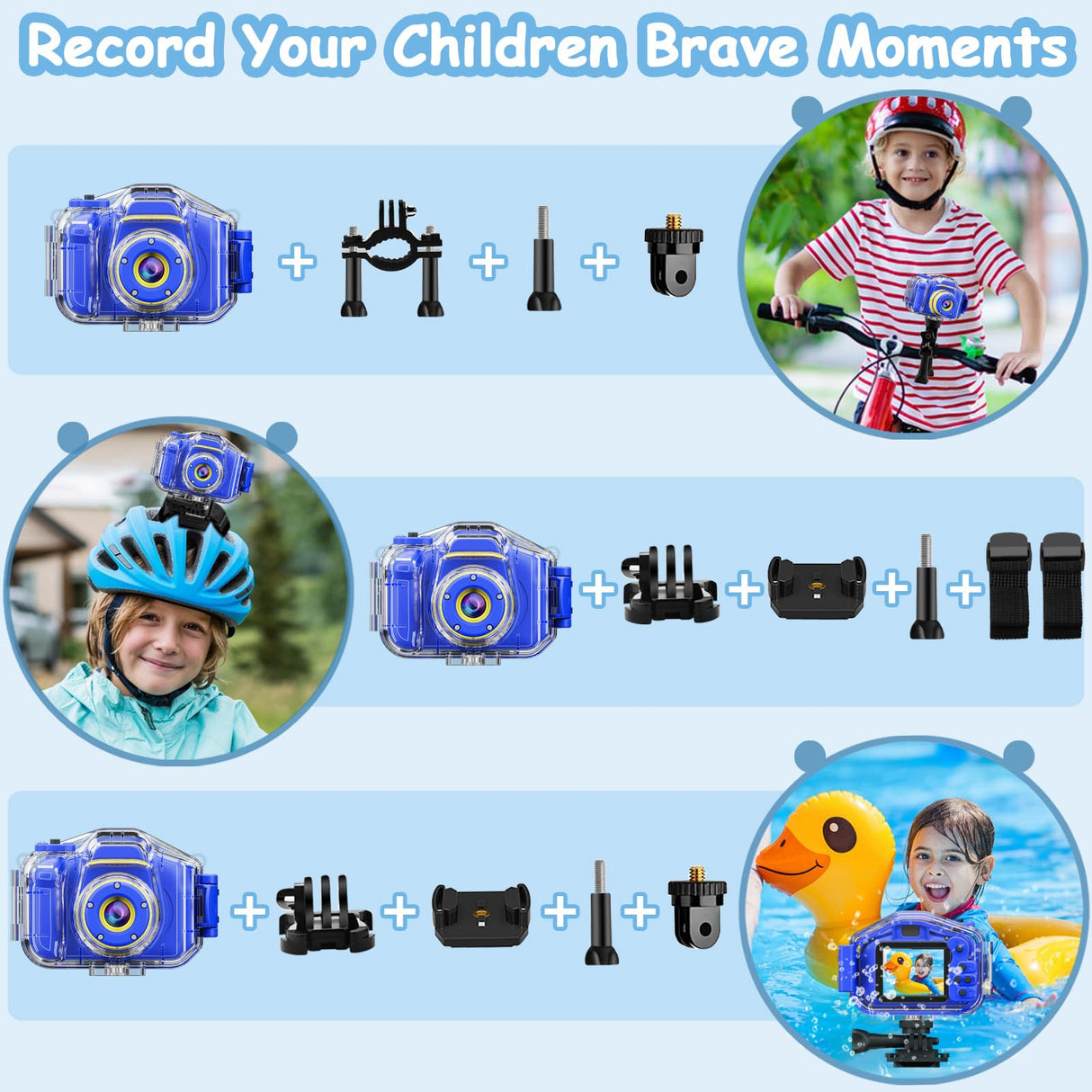Agoigo Kids Waterproof Camera - Children Underwater HD Video Digital Camcorder, Portable Travel Toy for Toddler - Ideal Christmas Birthday Gifts for Boys Girls Age 3-12 with 32GB Card (Dark Blue)