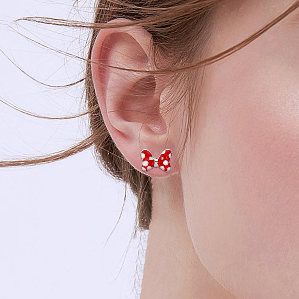 Red Bow Earrings Sterling Silver Red Mouse Bowknot Stud Earrings Cute Dainty Sweet Lucky Cute Animal Jewelry Gifts for Women Daughter Birthday
