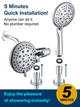 Cobbe 48-Setting High Pressure 3-Way Shower Head Combo, Hand Held Shower & Rain Shower Separately or Together, 4.7" Dual 2 in 1 Showerhead with Stainless Steel Hose - Chrome - U.S. Invention Patents