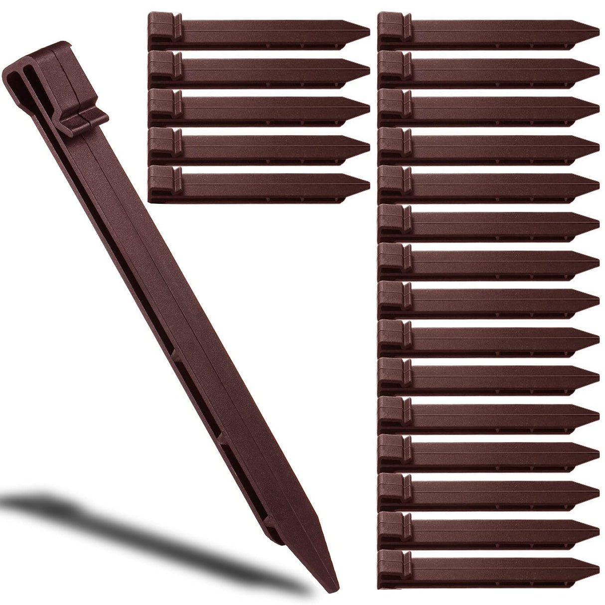 Aoipend 30 Pack Garden Landscape Stakes 10 inch Heavy Duty Plastic Stakes Tent Stakes Anchoring Spikes for Edging Terrace Board and Christmas Inflatables Garden Decorations Nails Brown