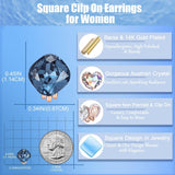 EVEVIC Square Austrian Crystal Charm Clip On Earrings for Women