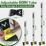 BCJCLTS 2-in-1 Garden Hoe and Weed Puller Rake, 60 Inch Adjustable Long Handle Weeding Tool Heavy Duty Spring Steel Head, Dual Side Hand Weed Rake, Weed Remover for Garden, Yard, Lawn, Driveway.