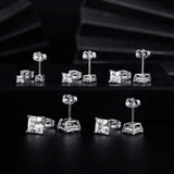 MDFUN 316L Stainless Steel Square Stud Earrings Set for Women Men 3-7MM