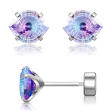 GUIJUEYE Implant Grade Titanium Evil Eye CZ Earrings for Sensitive Ears