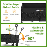 Blomoba 35" Extra Long Folding Wagon with Adjustable Handle & Wheels, Black
