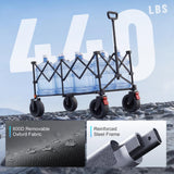 Overmont 46.6" L Extended Collapsible Wagon - 440LBS with All-Terrain Wheel