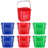 Roshtia 6 Pcs 3 Quart Cleaning Bucket Small Sanitizing Square Bucket Detergent Pail for Home Commercial Restaurant Kitchen Office School(Red, Blue, Green)
