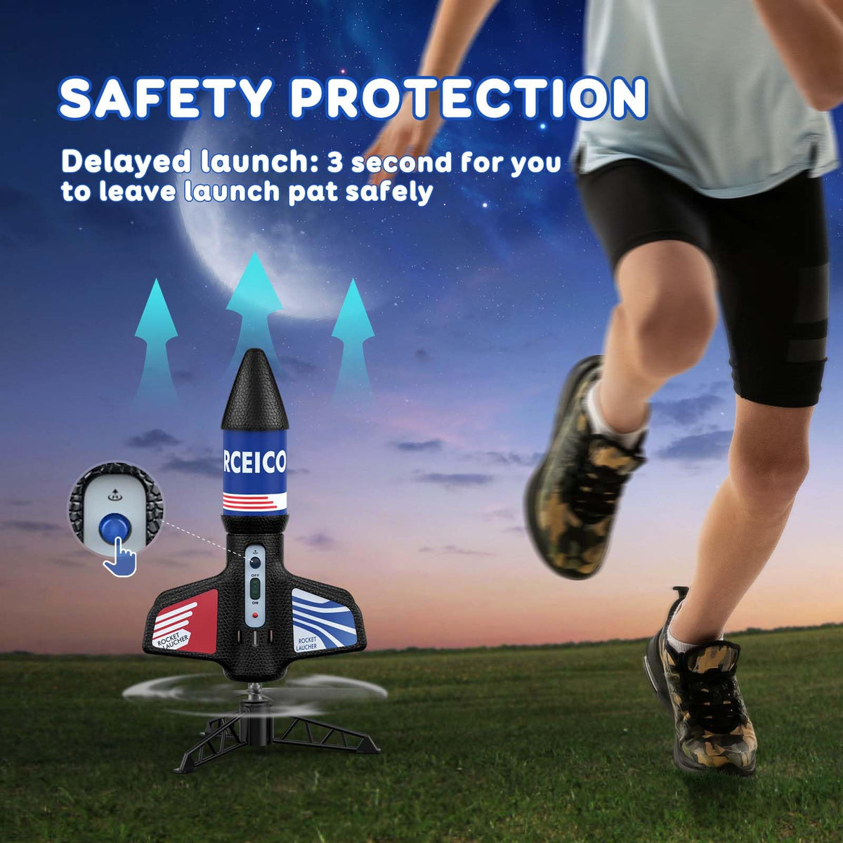 Rceico Rocket Launcher, 170 Feet of Flight Altitude, Model Rocket Kits with Launch Set, Ultra-high Flying Rocket, Rocket Toy, Kids Outdoor Toys, Gift for Kids Ages 8-12 Children's Day Gift