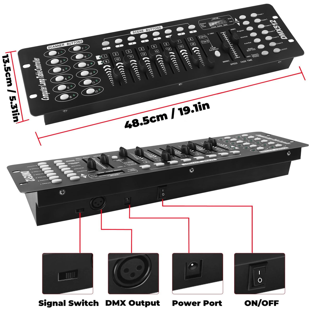 FODEXAZY DMX Controller, 192 Channel DMX 512 Light Controller DMX Console Stage Light Controller Panel Use for Editing Program of Stage Lighting Runing for DJ, Shows, Party, Christmas and Halloween
