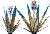 LCJECV Metal Agave Plant Garden Art, 2 Pack Tequila Rustic Sculpture, Rustic Metal Agave Plants Lawn Home Ornaments, for Yard Stakes, Garden Figurines, Outdoor Patio (2 PCS Purple Flowers)