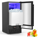 Commercial Ice Maker Machine 120 LBS/24H, 40 Ice Trays 60 LBS Cold Preservation Bin for 4-6 H, Freestanding Undercounter Ice Maker Stainless Steel, Ice Machine for Restaurant Bar Kitchen Cafe, Black