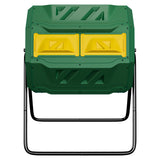 Saicool 43 Gallon Large Dual Chamber Composting Tumbler Outdoor Garden Rotating Compost Bin Tumbling Composter with Sliding Door, Green