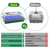 BlumWay Seed Starter Tray with Grow Light,2 Pack 80 Cells Seedling Tray Kit with Humidity Dome/Indoor Plant Starter Kit, Adjustable Brightness Plant Germination Trays-Green