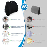 QUTOOL Lumbar Support Pillow for Office Chair, Memory Foam Low Back Support,Back Pain Relief, Ergonomic Large Back Cushion for Desk Chair,Gaming Chair,Adjustable Strap and Washable Cover