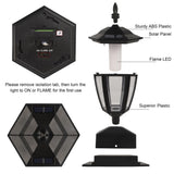 Dynaming Solar Flame Post Lights Outdoor, Solar Powered Lamps Fence Post Cap Lights, Flickering Flame LED Lantern Decorative Waterproof for Garden Deck Patio, Fit 4x4, 5x5 or 6x6 Wooden Posts, 2 Pack