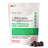 ATRx Labs Ultimate Mushroom Daily Gummies - Mushroom Gummies with Cordyceps, Lion’s Mane, and Reishi, Plus Huperzine A & L-Theanine, May Improve Mood and Energy, Apple Berry Flavor, 60 Gummies
