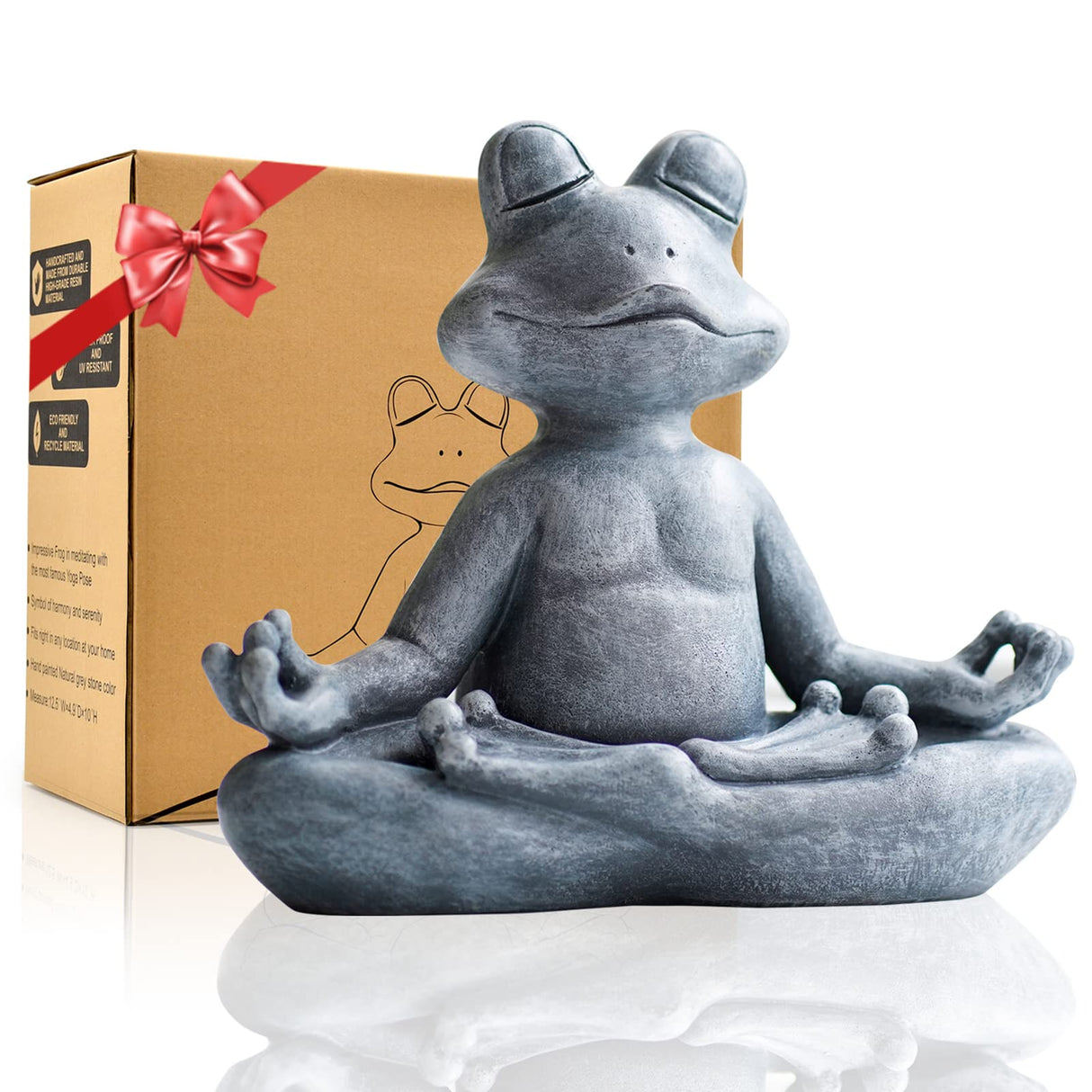 Goodeco Meditating Yoga Frog Statue - 12.5" Lx10 H for Home, Garden & Gifts