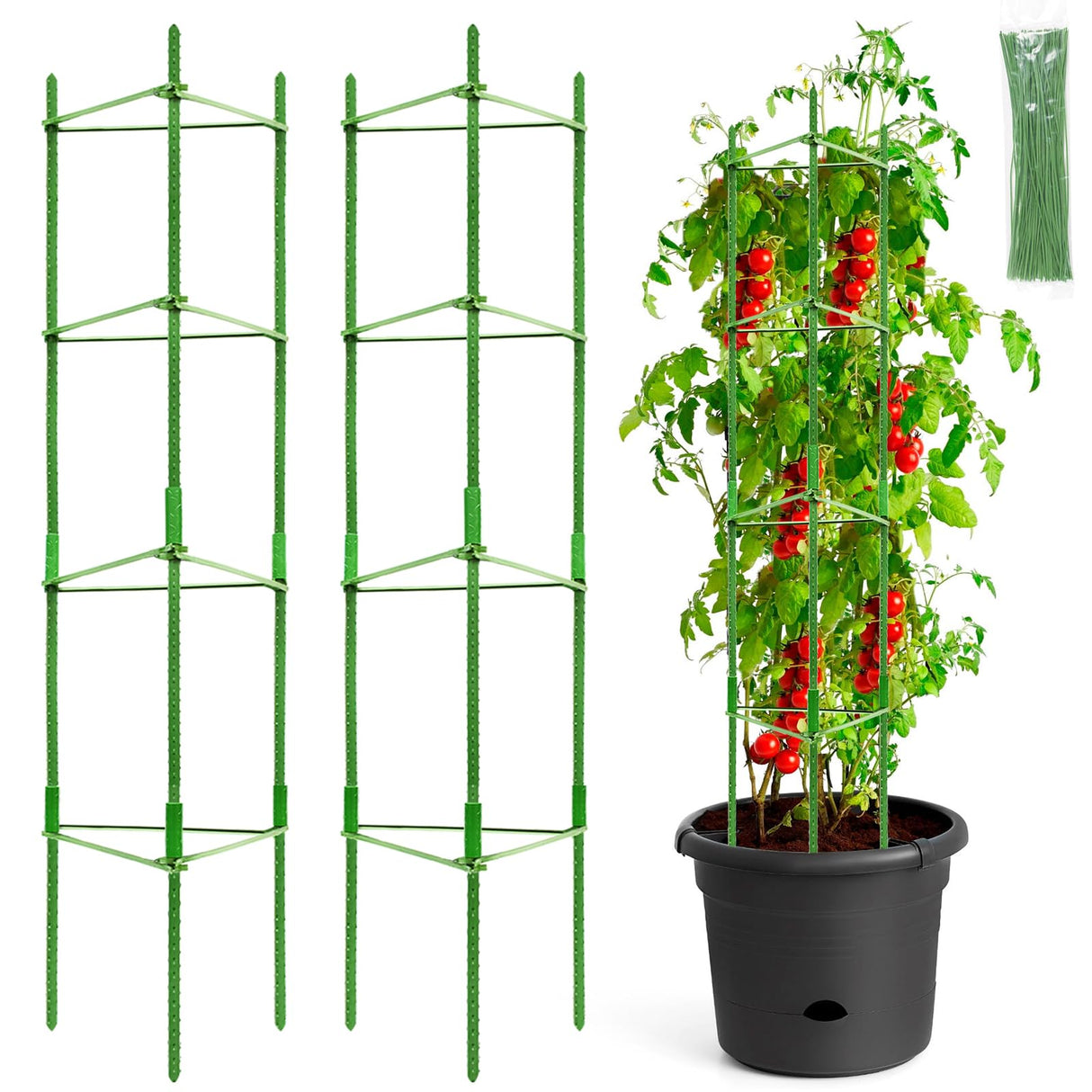 Legigo 2-Pack Tomato Cage for Garden Plant Support- Up to 63inch Garden Stakes Tomato Cage, Tomato Trellis for Potted Plants, Tomato Cages Plant Stakes for Climbing Vegetables Plants Flowers