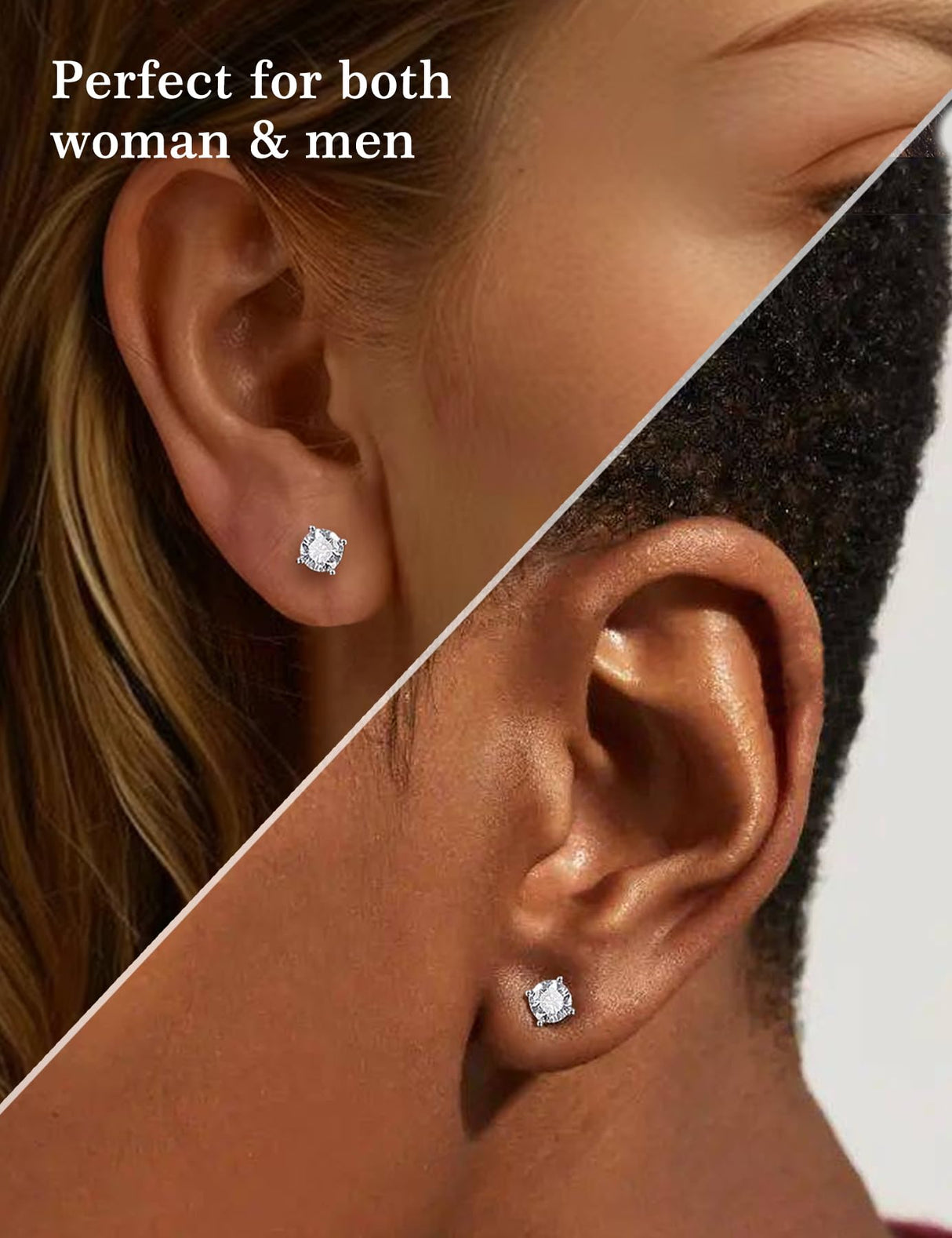 Mossanite stud earrings GRA 925 sterling silver(5mmSilver)