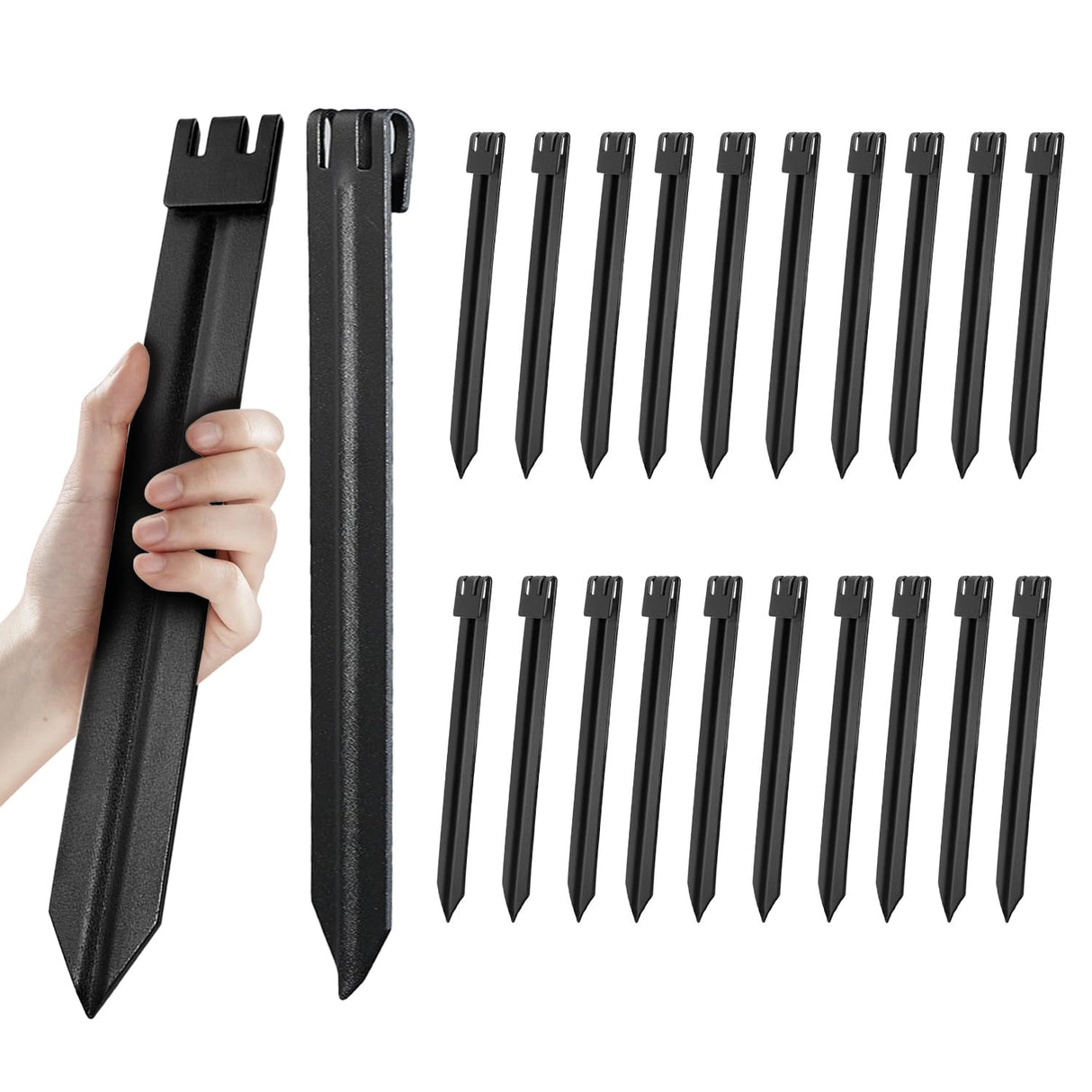 20Pcs 10In Balck Metal No Installation Landscape Edging Stakes