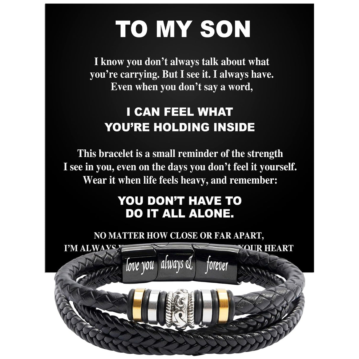 Larvincy To My Son Bracelet From Mom Dad, Wedding Birthday Graduation Gifts