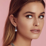 EVEVIC Austrian Crystal Cube Drop Earrings for Women, French Hook