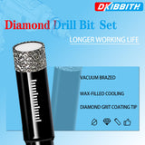 DKIBBITH 10 Pack Dry Diamond Drill Bits & Tile Drill Bit Set for Ceramic, Porcelain, Marble, Granite, Stone, Glass - Round Shank 3/16"(x2), 1/4"(x3), 5/16", 3/8", 1/2"+2 Pack Drill Bits 1/4"