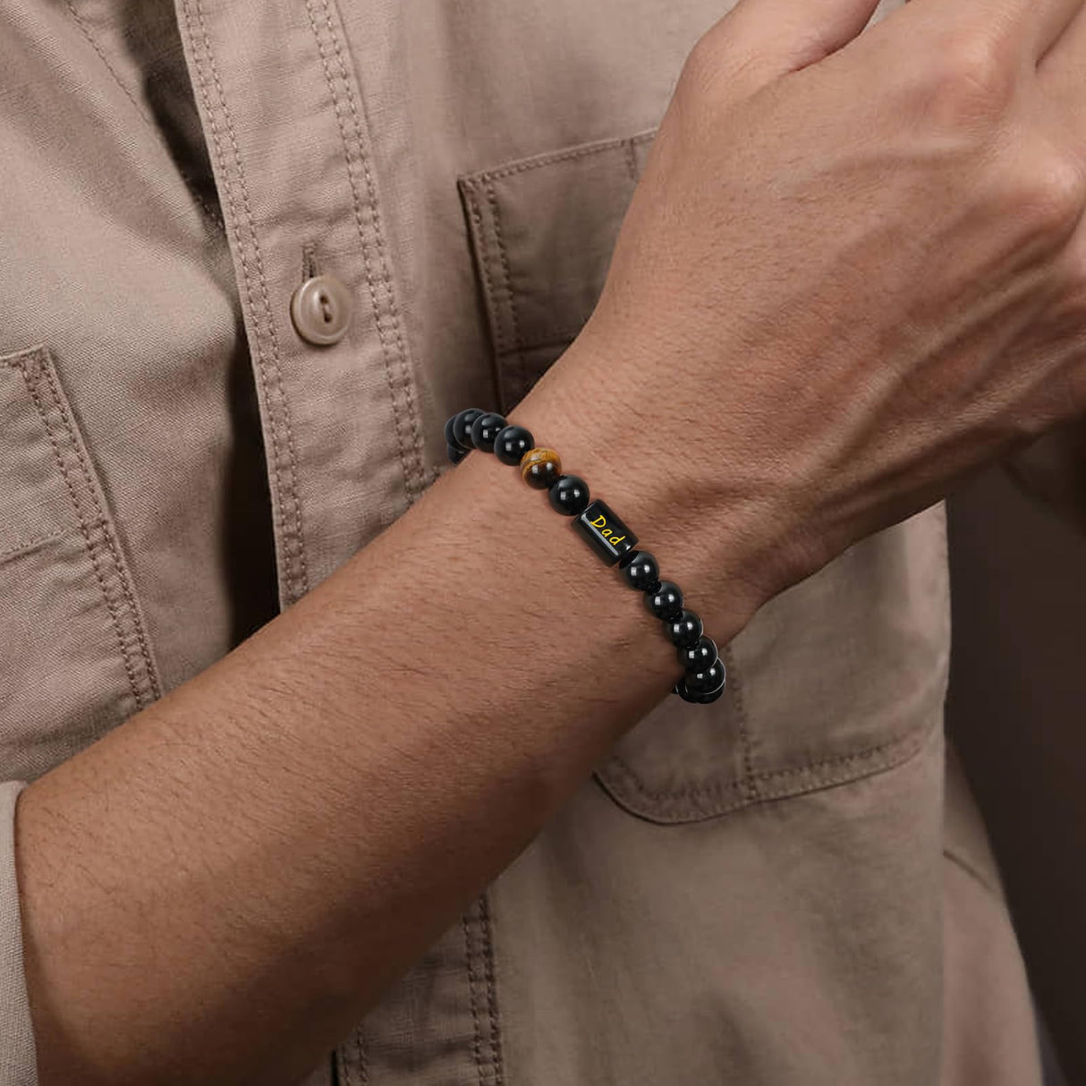 Pavkki to My Dad Bracelet for Dad Fathers Gifts Day Birthday from Son Daughter Men Presents Beaded Jewelry Step Bonus Dad