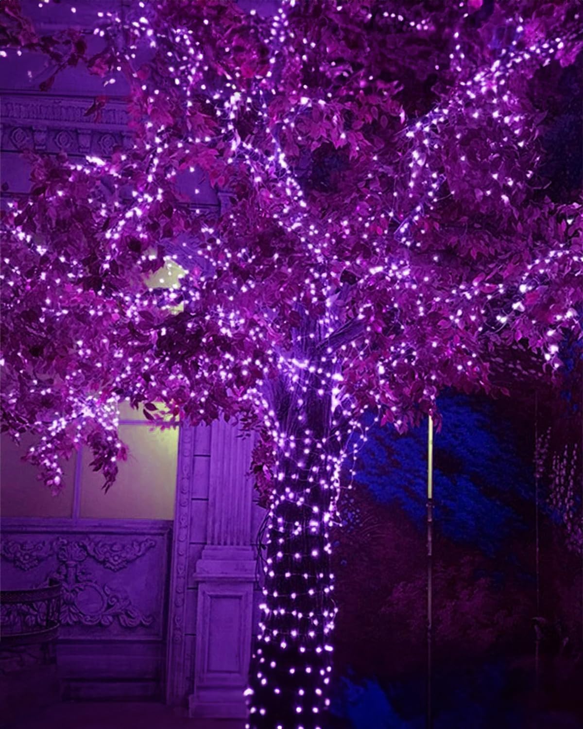 Twinkle Star 2 Pack Outdoor Solar String Lights, 39.4 FT 120 LED Solar Powered Halloween Decorative Fairy Lights with 8 Modes, Waterproof Black Wire for Christmas Patio Yard Wedding Party, Purple