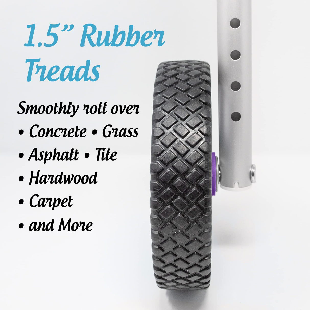 Top Glides 8" Off-Road Walker Wheel Kits with Flexfit Universal Ski Glides (Purple)