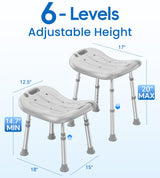 HOMLAND Shower Chair for Inside Shower, FSA/HSA Eligible, Adjustable Shower Stool with Strong Non-Slip Feet, 350 lbs Shower Seat for Inside Tub, Bench Bath Chair for Elderly and Disabled, Grey