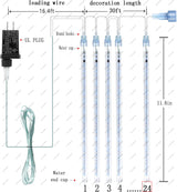 Outdoor Christmas Decorations, 24Tubes Meteor Shower Lights (Equal to 3 Sets of 8-Tubes) Ice Blue LED Icicle Christmas Lights for Halloween Xmas Decorations Tree Party Yard Outdoor