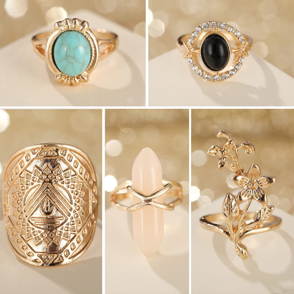 82 Pcs Vintage Gold Knuckle Rings Set for Women, Bohemian Stackable Rings