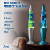 JAMBO 2 Pack- 16" Beautiful Lamp- Blue with Yellow/Green Wax and Purple with Pink Wax, Relaxing Liquid Lamp, Night Light Nightlight, Lamps for Adults Teens Kid