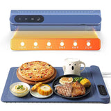 Compact Warming mat for Food, Touchscreen with 6-Temp & Timer Control, Foldable Food Warmer Mat for Coffee Tables, Breakfast Bars & Small Gatherings | Ideal Kitchen Gift (Graphene Heating, Blue)