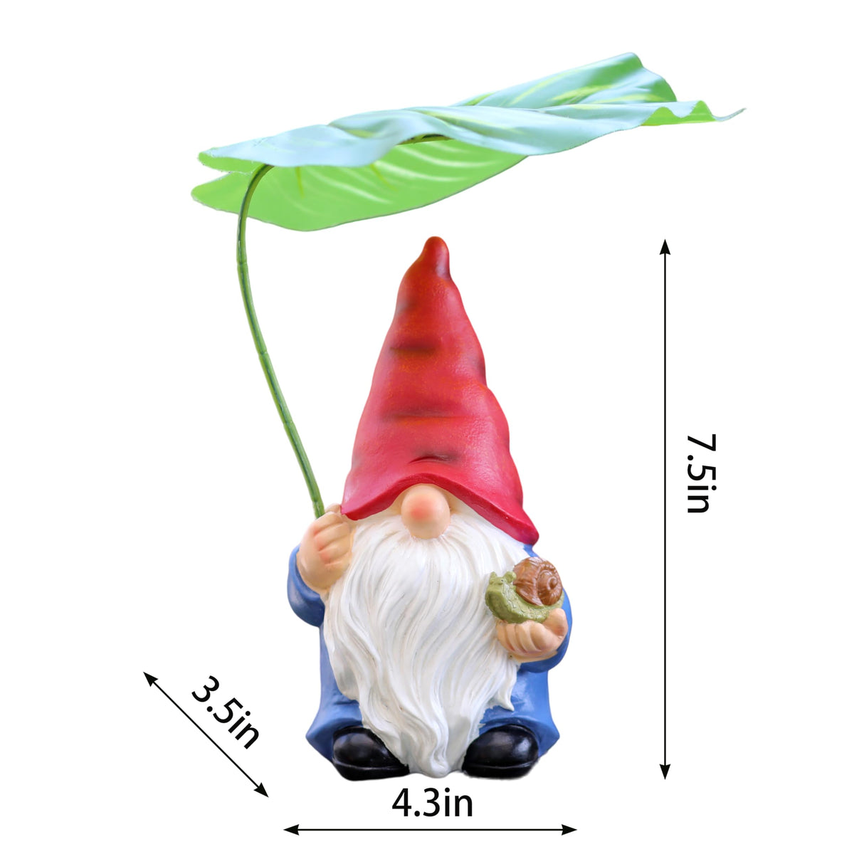 Garden Gnome Statue Decoration with Leaf Umbrella, 7.5” Figurine Ornament for Indoor Outdoor Home Patio Yard Lawn, for Gnome Lovers & Garden Enthusiasts，Mom，Women