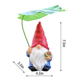 Garden Gnome Statue Decoration with Leaf Umbrella, 7.5” Figurine Ornament for Indoor Outdoor Home Patio Yard Lawn, for Gnome Lovers & Garden Enthusiasts，Mom，Women