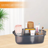 JiatuA Large Cleaning Supplies Caddy Portable Shower Basket Supply Organizer with Handle Plastic Bucket Tool Storage for Bathroom, Bedroom, Kitchen, College Dorm, Garden, Clear Grey 2 Pack