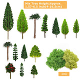 QuarenDen Miniature Garden Accessories, 32 Pcs, Model Scenery Kit, Forest Animal Figures with Model Trees Craft Grass for DIY Crafts, Micro Landscape Decoration